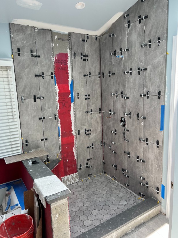 The process of professional tile installation in Falls Church home.