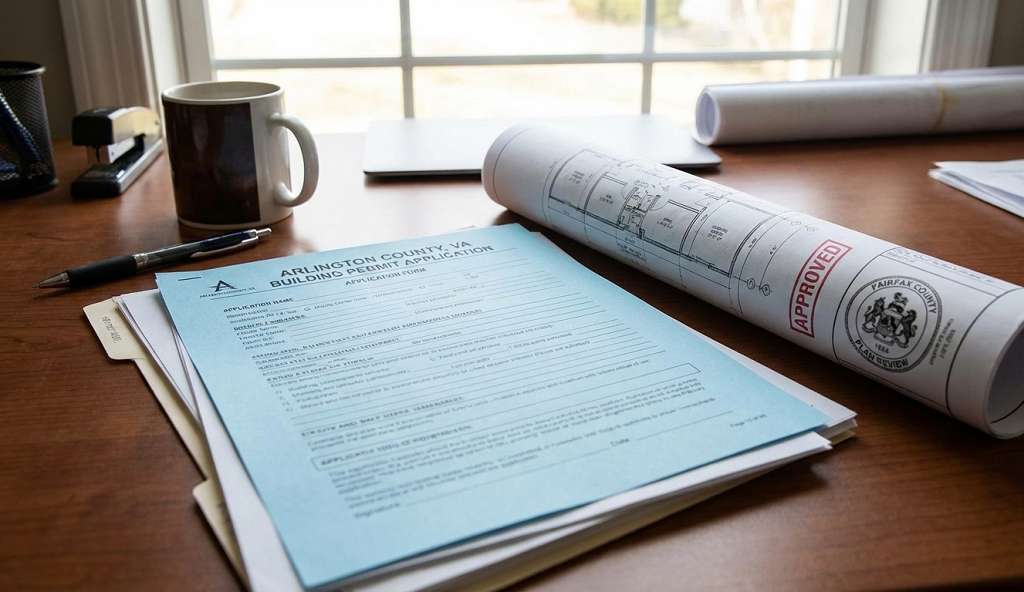 Building permit application documents for Northern Virginia home renovation project