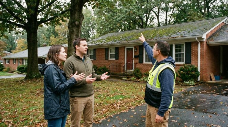 Homeowners and contractor discussing renovate vs rebuild decision
